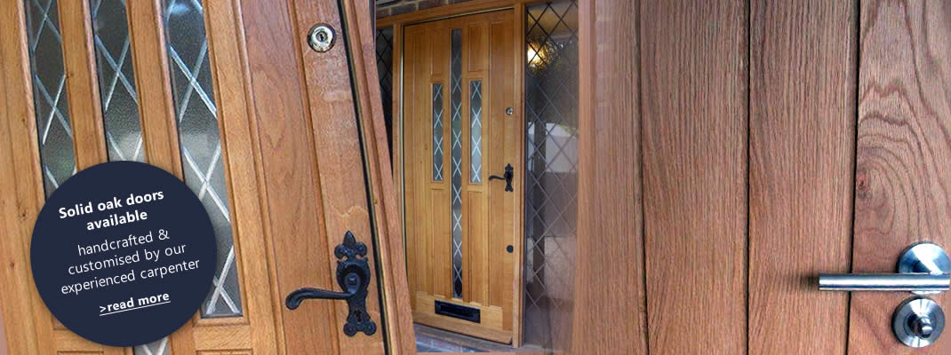 A compilation of solid Oak front doors